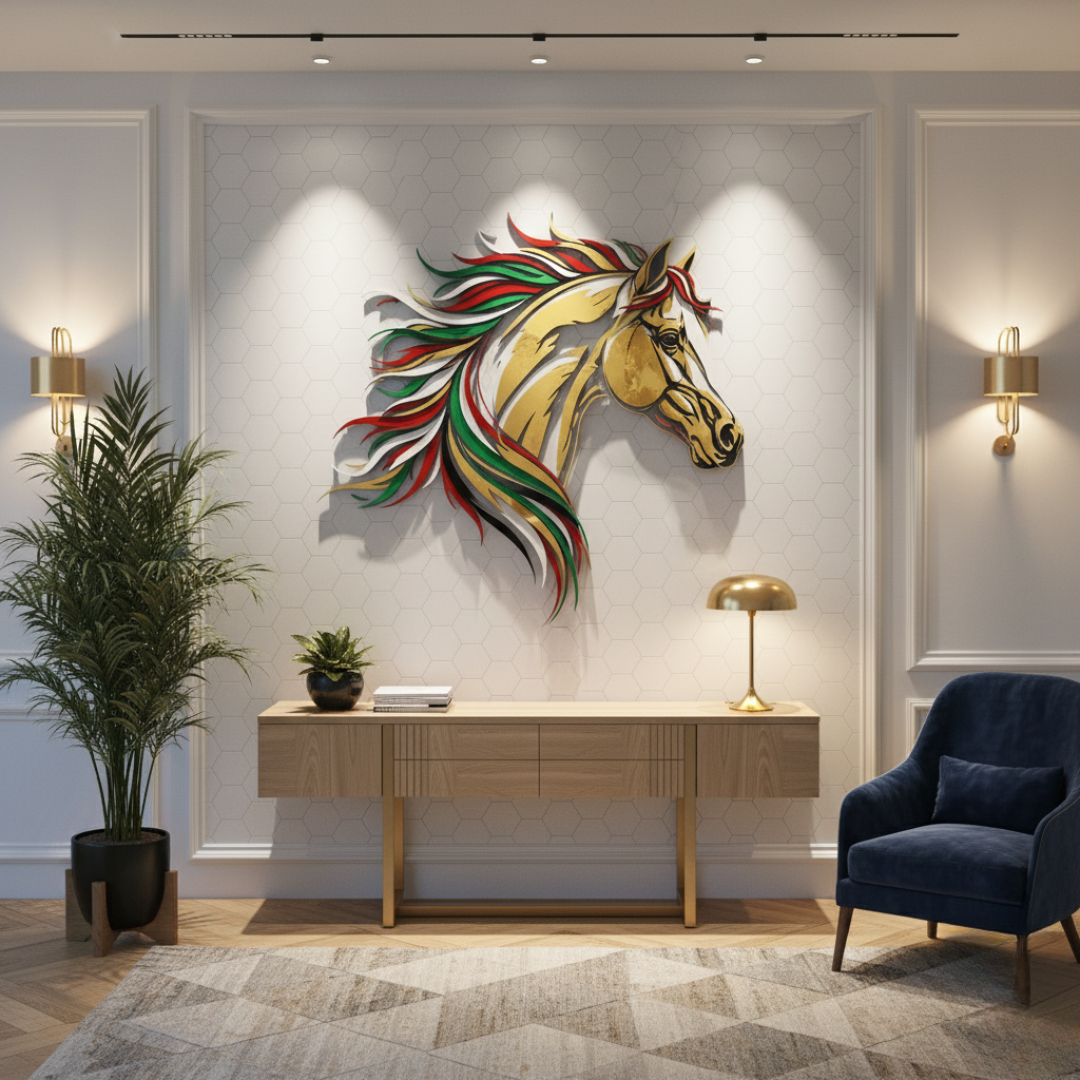 Majestic UAE National Day Horse Head Acrylic Wall Art | Heritage Decor...